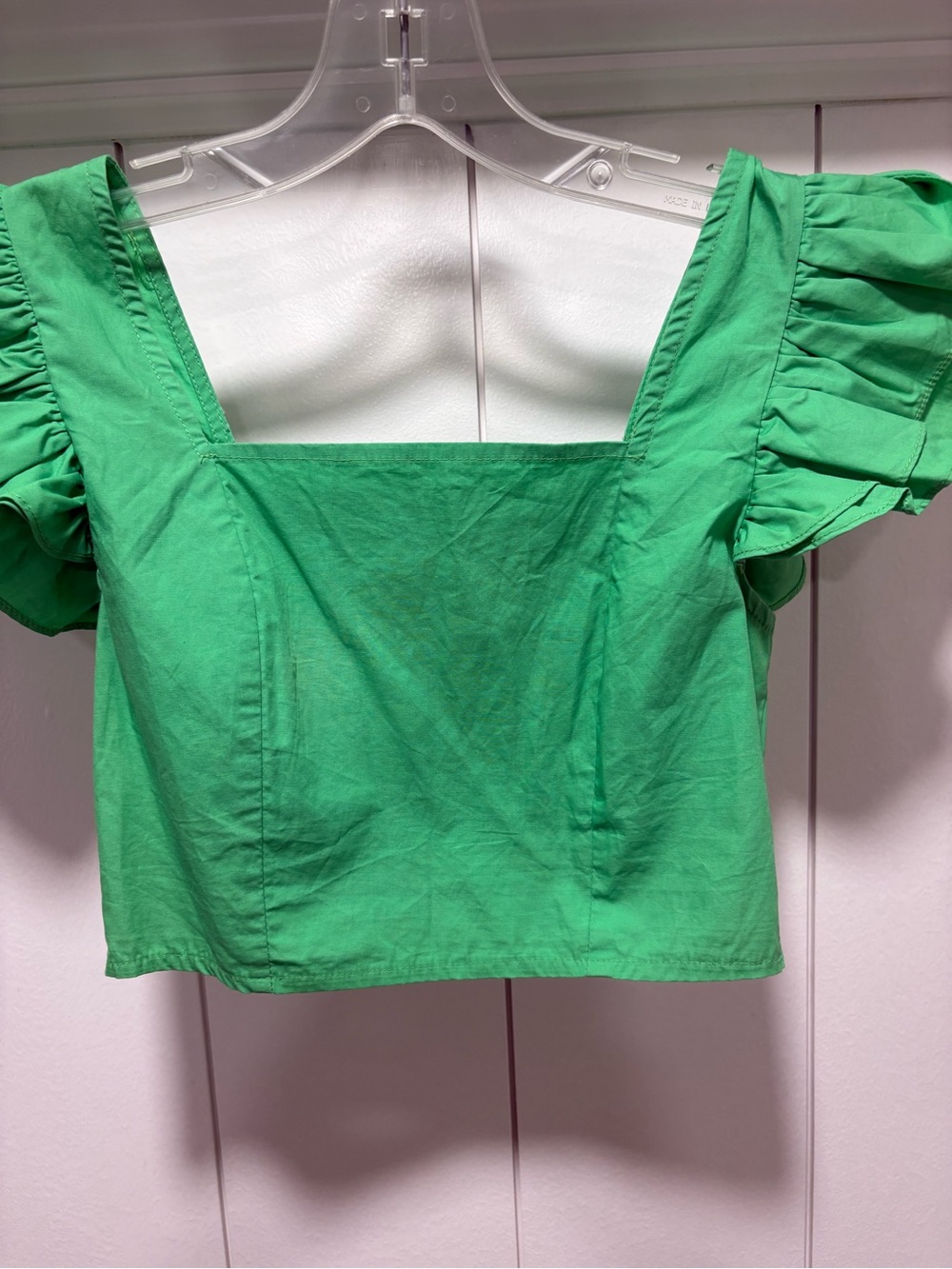 Altar'd State Bright Green Square Neck Puff Sleeve Crop Top size XS